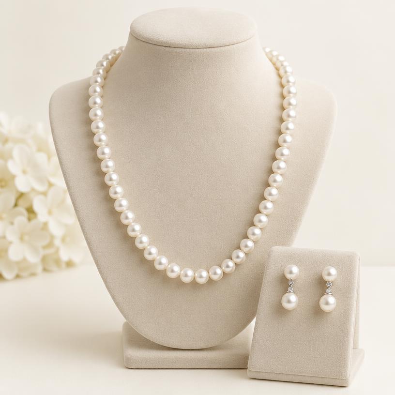 Conjunto Colar + Brincos de Pérolas